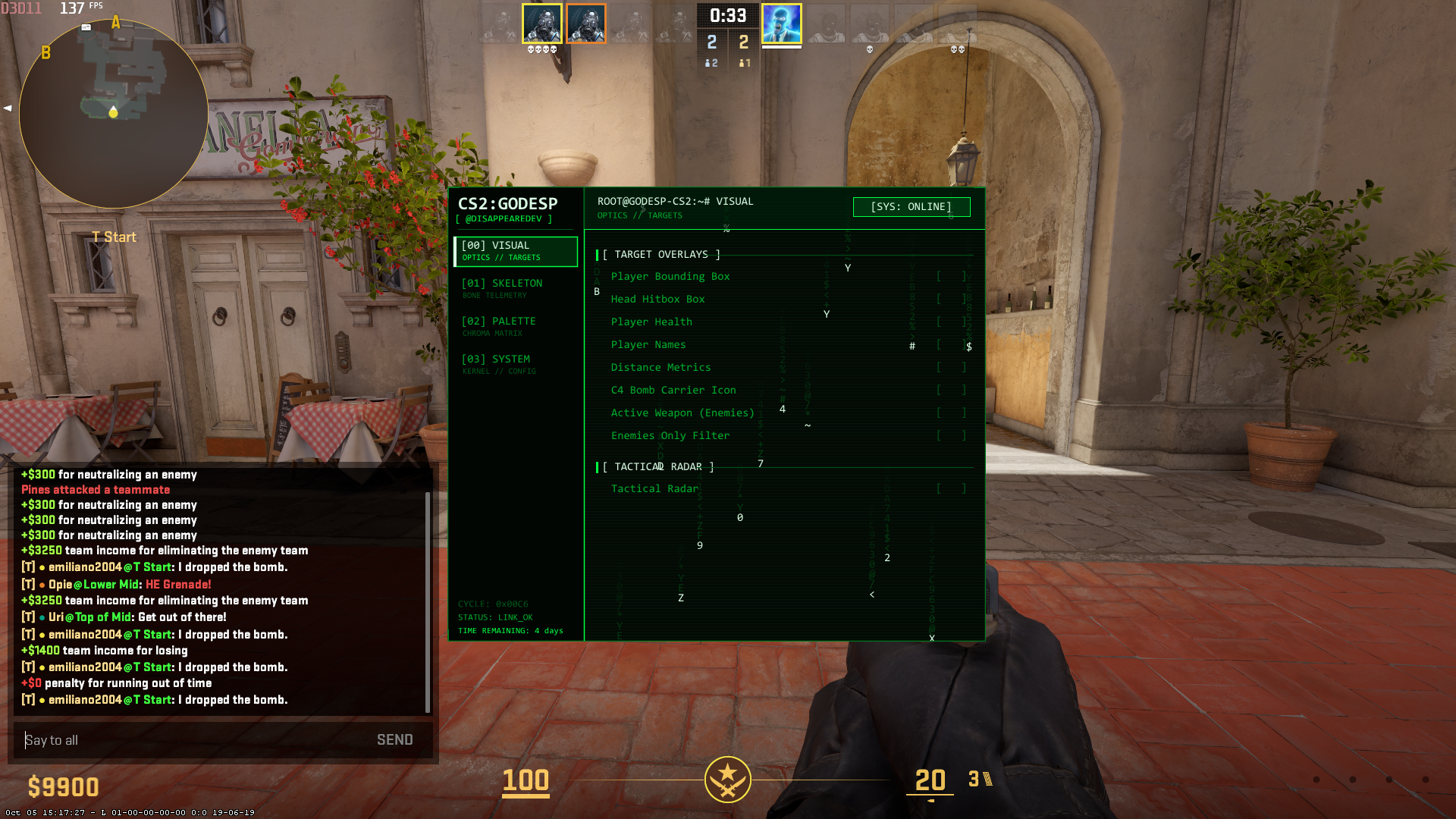GOD ESP menu in Counter-Strike 2 gameplay